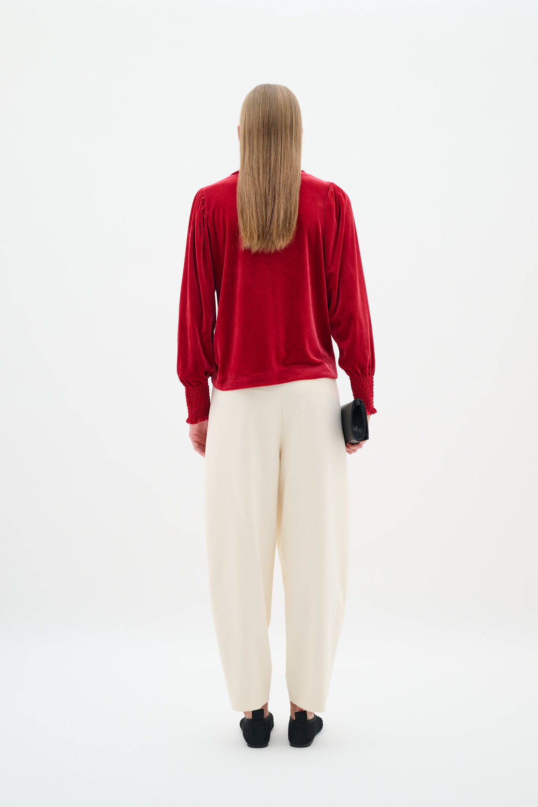 Pull en velours rouge Oriella