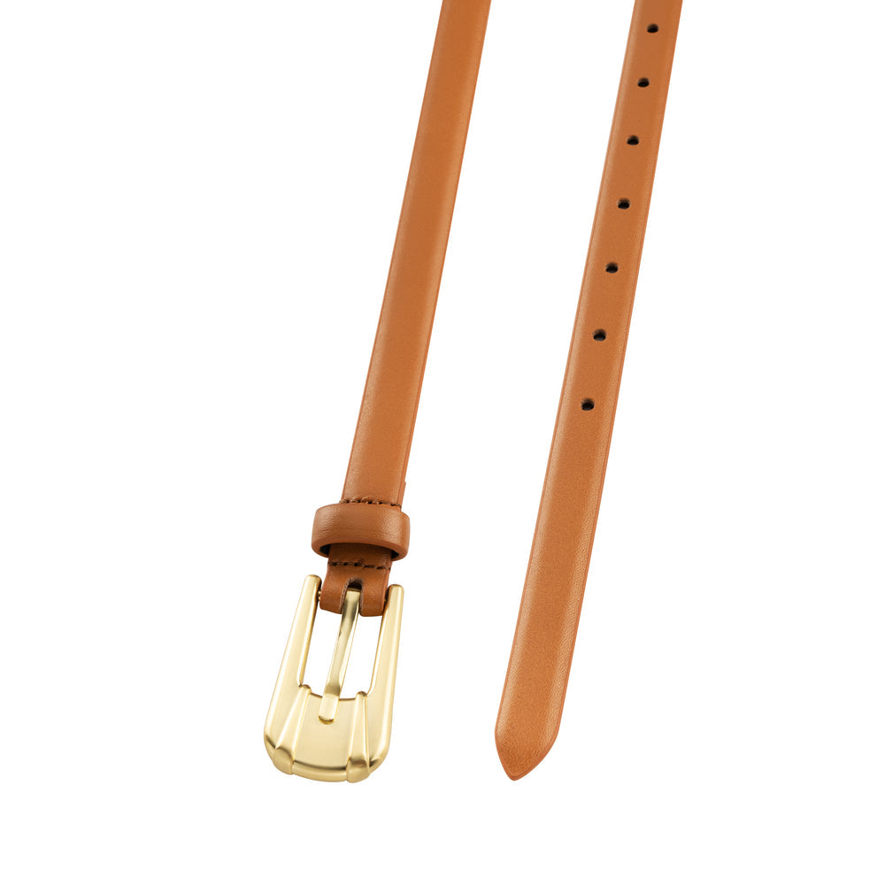 Ceinture en cuir mince avec boucle dorée Carini 0,67"