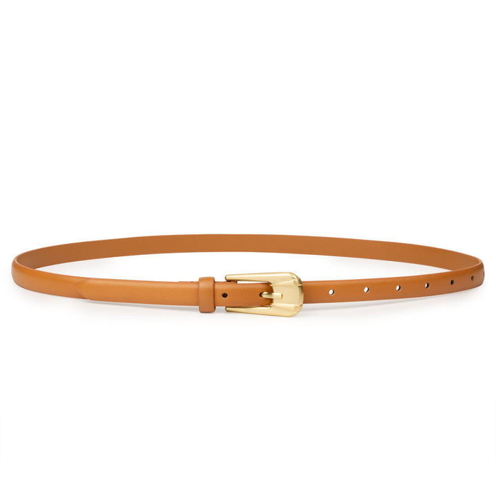 Ceinture en cuir mince avec boucle dorée Carini 0,67"