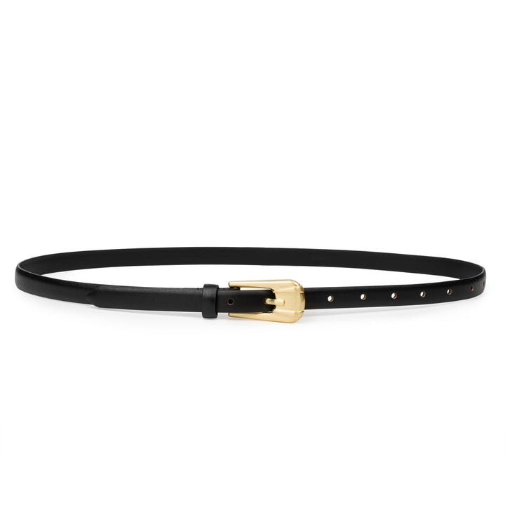 Ceinture en cuir mince avec boucle dorée Carini 0,67"