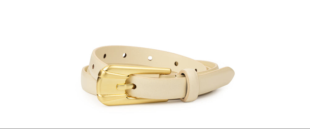 Ceinture en cuir mince avec boucle dorée Carini 0,67"