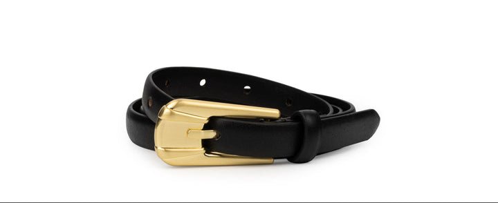 Ceinture en cuir mince avec boucle dorée Carini 0,67"