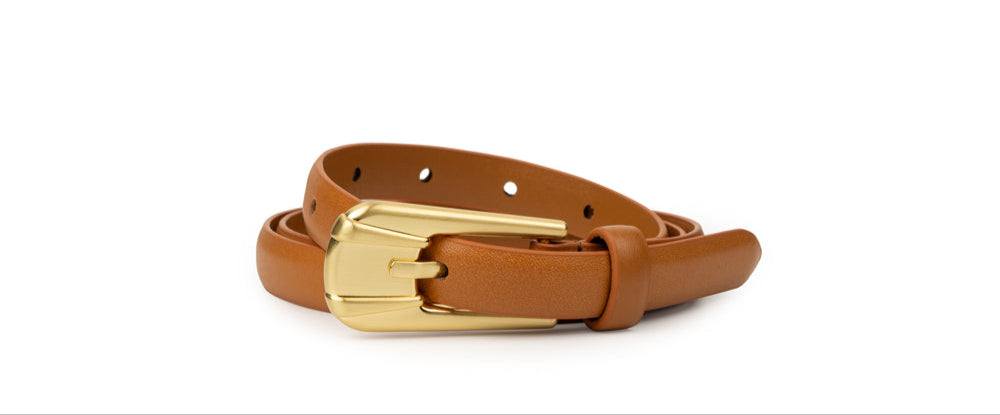 Ceinture en cuir mince avec boucle dorée Carini 0,67"