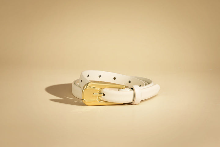 Ceinture en cuir mince avec boucle dorée Carini 0,67"