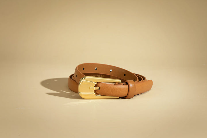 Ceinture en cuir mince avec boucle dorée Carini 0,67"