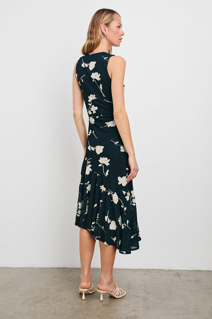 Robe midi drapée avec motif de roses Daija
