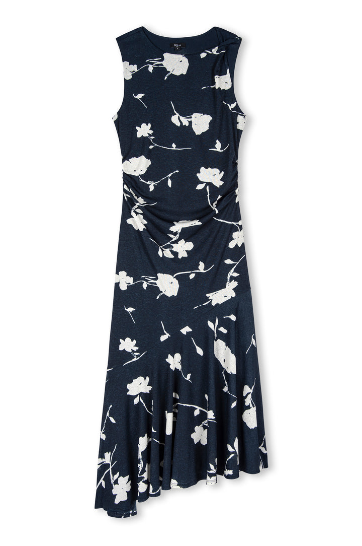 Robe midi drapée avec motif de roses Daija
