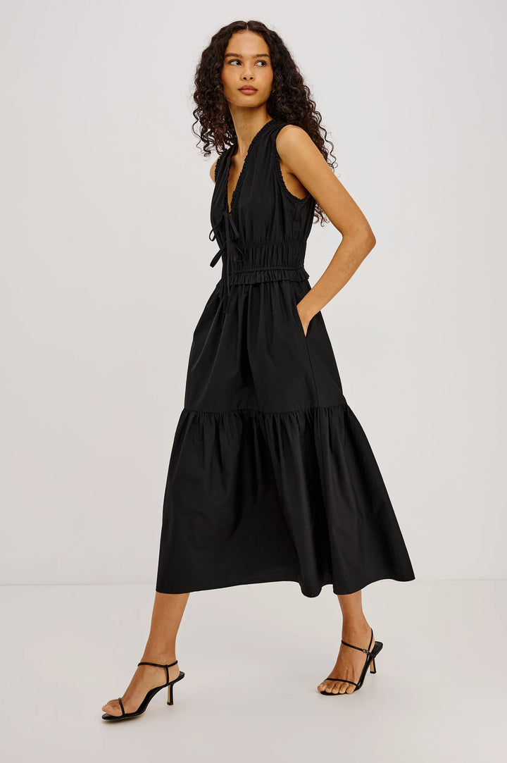 Robe midi étagée à liens Dana