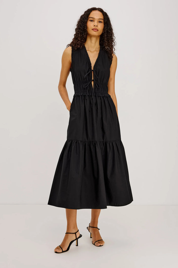Robe midi étagée à liens Dana