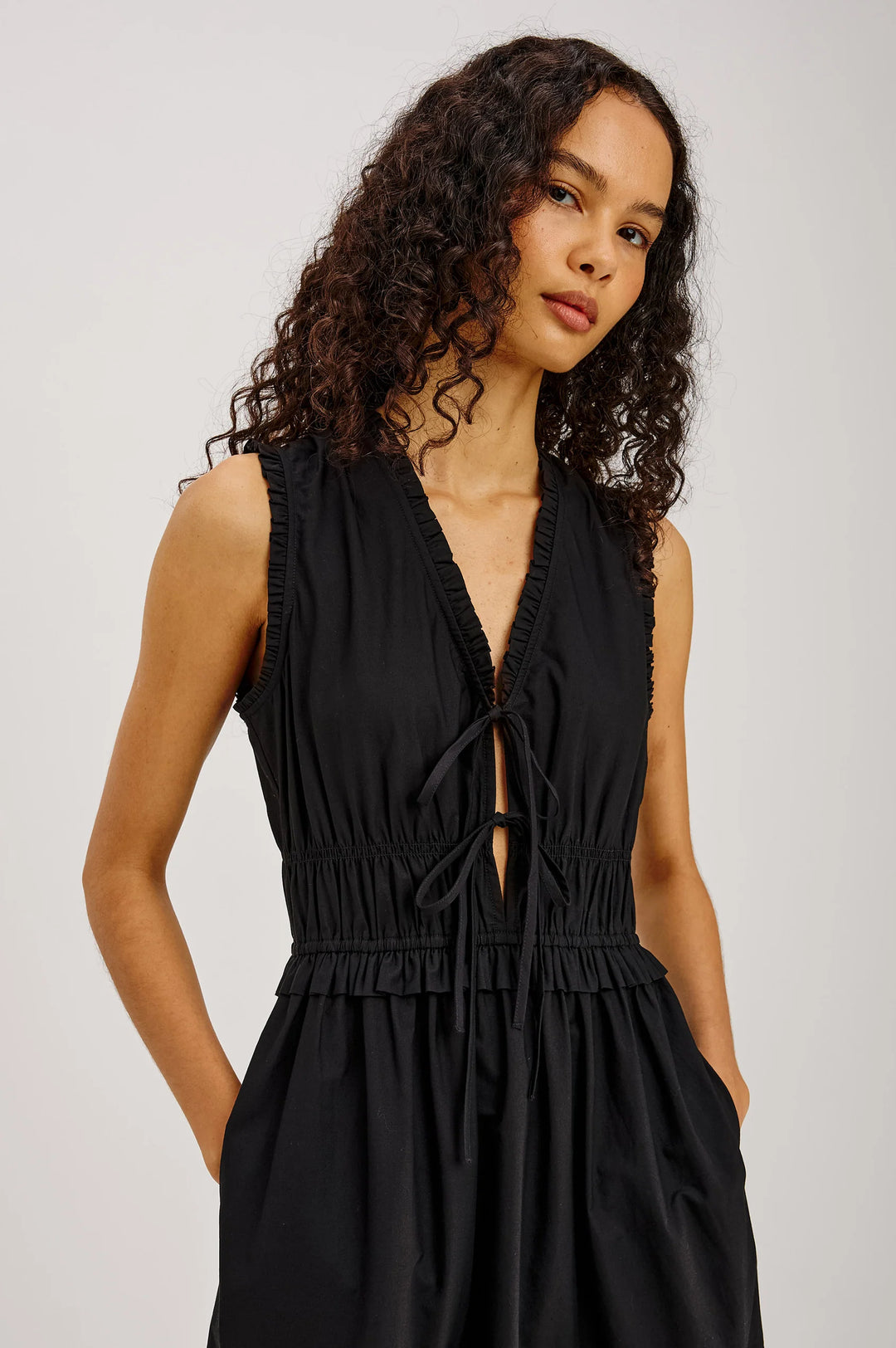 Robe midi étagée à liens Dana