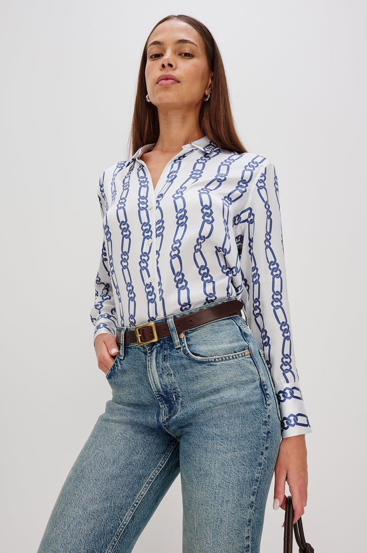 Blouse en soie avec imprimé de chaînes Dorian