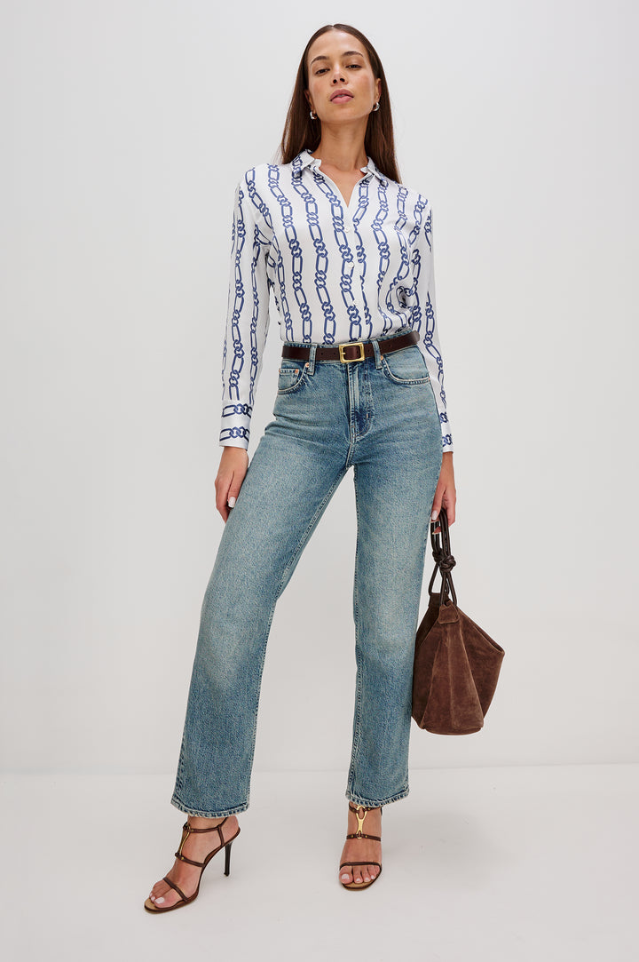 Blouse en soie avec imprimé de chaînes Dorian