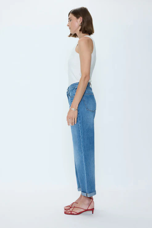 Jeans Donny à taille mi-haute et revers