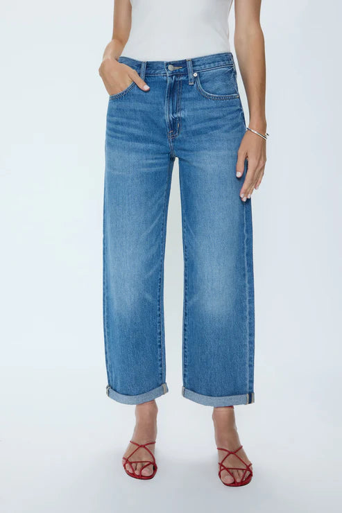 Jeans Donny à taille mi-haute et revers