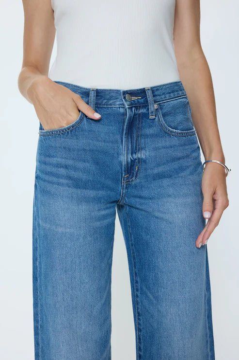 Jeans Donny à taille mi-haute et revers