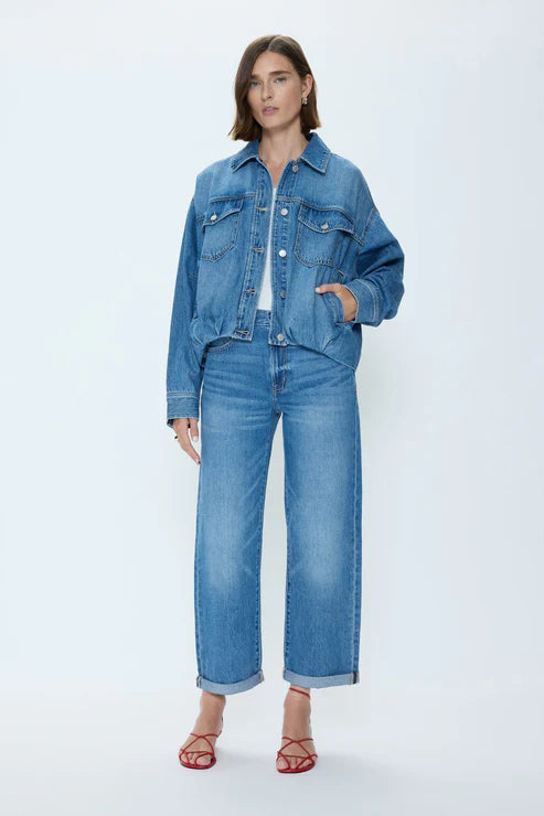 Jeans Donny à taille mi-haute et revers