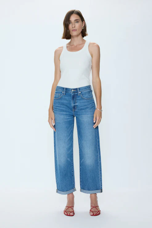 Jeans Donny à taille mi-haute et revers