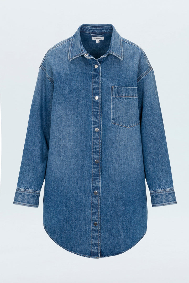 Robe chemise courte en denim Elle