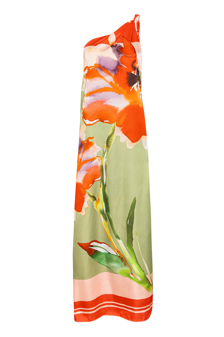 Robe longue Douia asymétrique et imprimée