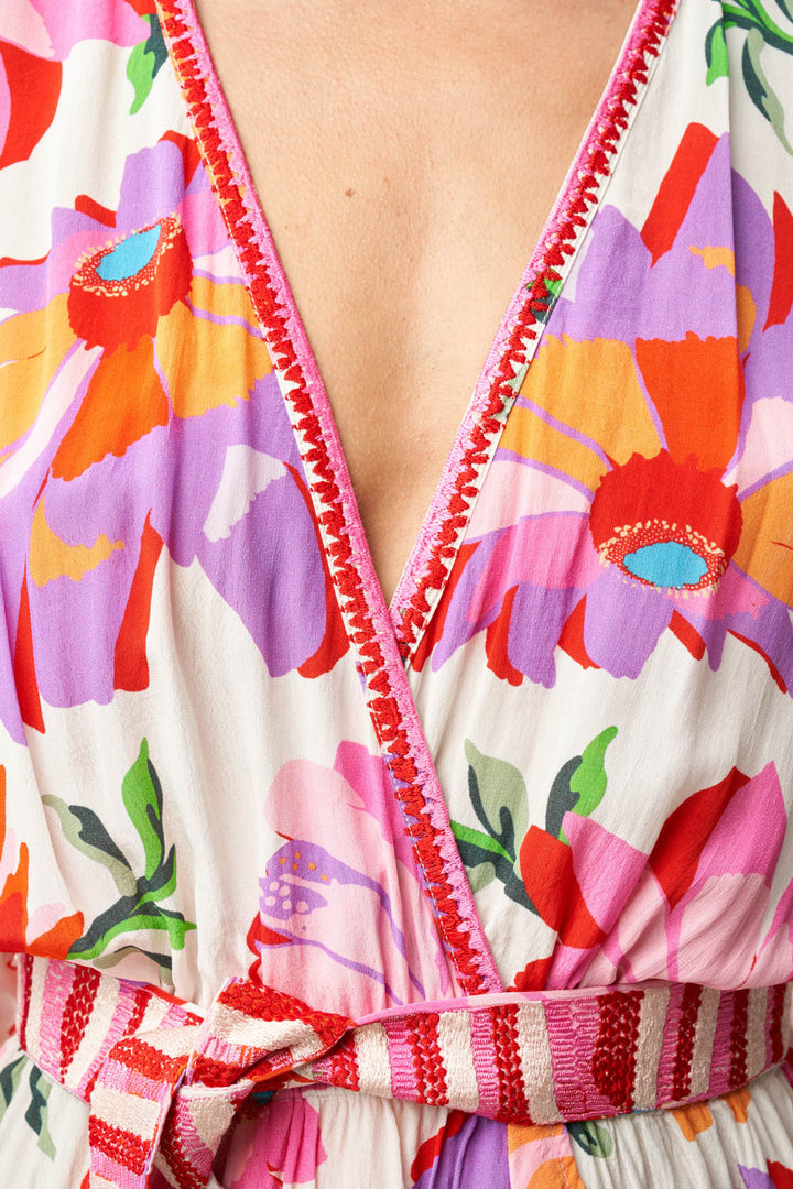 Robe portefeuille longue asymétrique avec imprimé floral Faraji