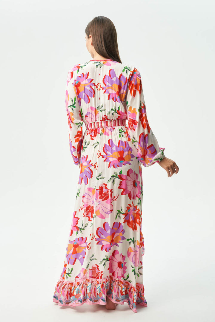 Robe portefeuille longue asymétrique avec imprimé floral Faraji