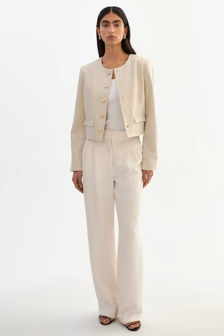 Veste sans col Francina en lin mélangé