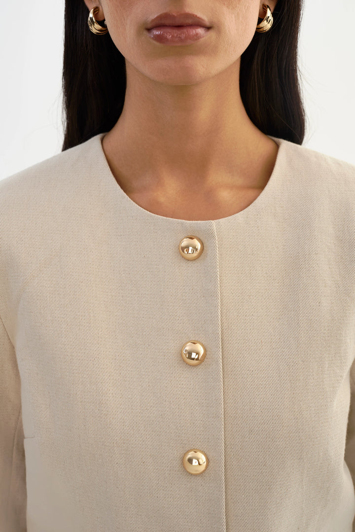 Veste sans col Francina en lin mélangé