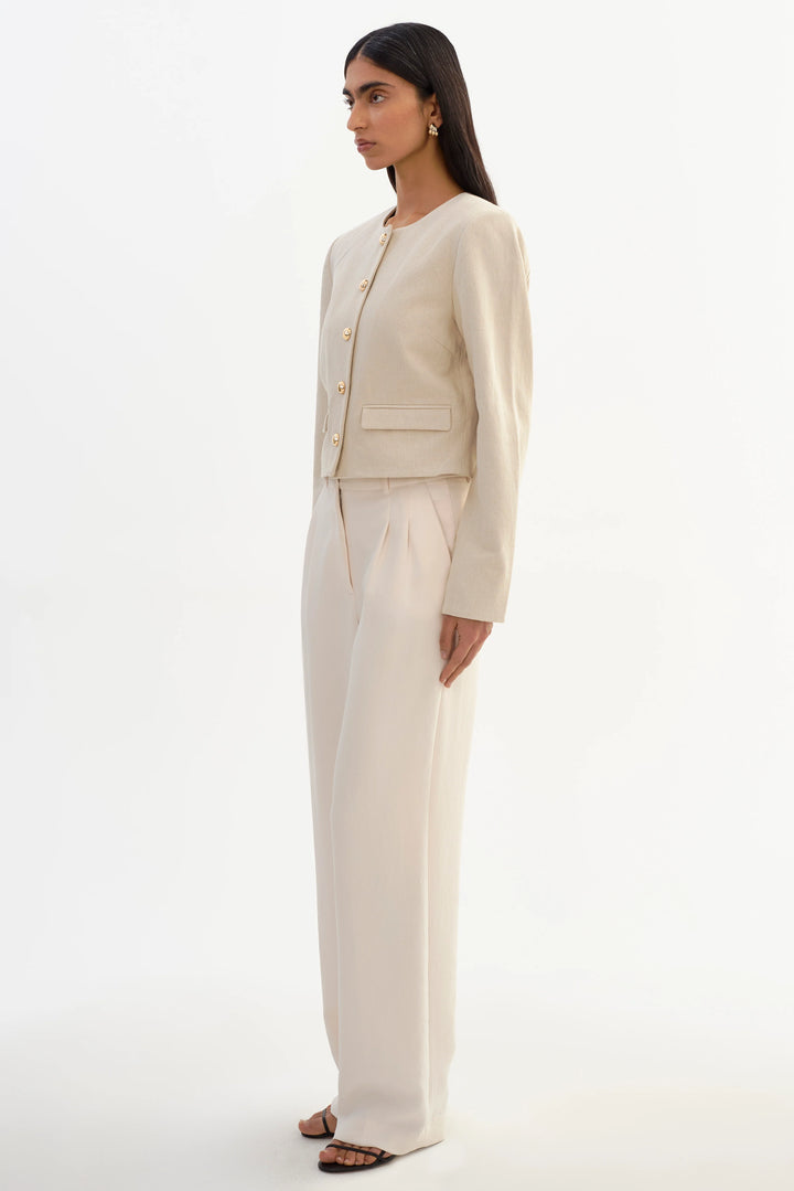 Veste sans col Francina en lin mélangé