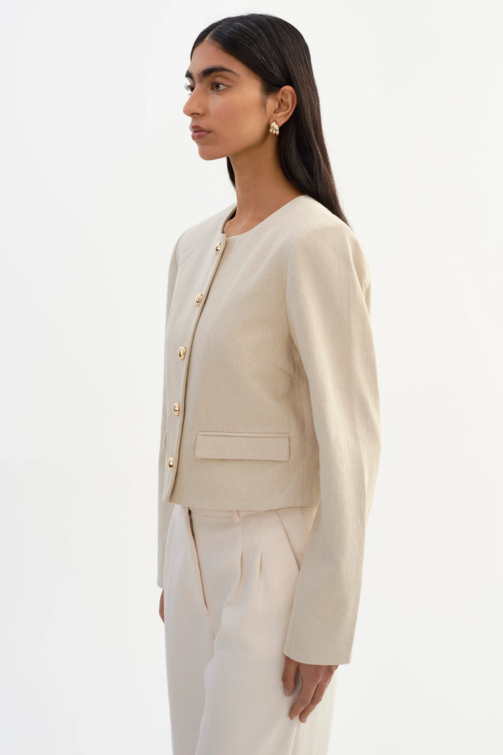 Veste sans col Francina en lin mélangé