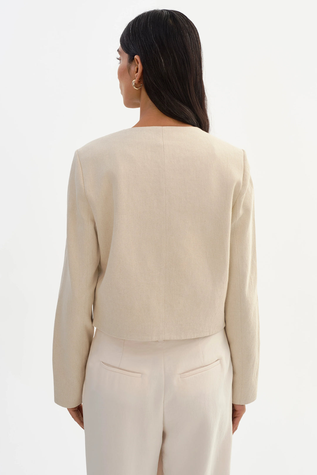 Veste sans col Francina en lin mélangé