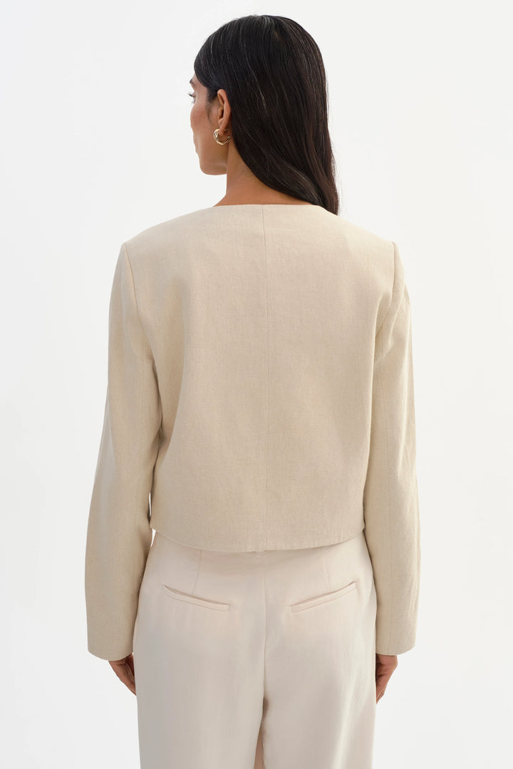 Veste sans col Francina en lin mélangé