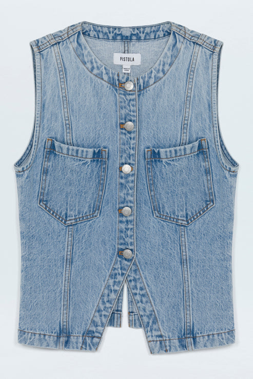 Veste en denim ajustée sans manches Gia