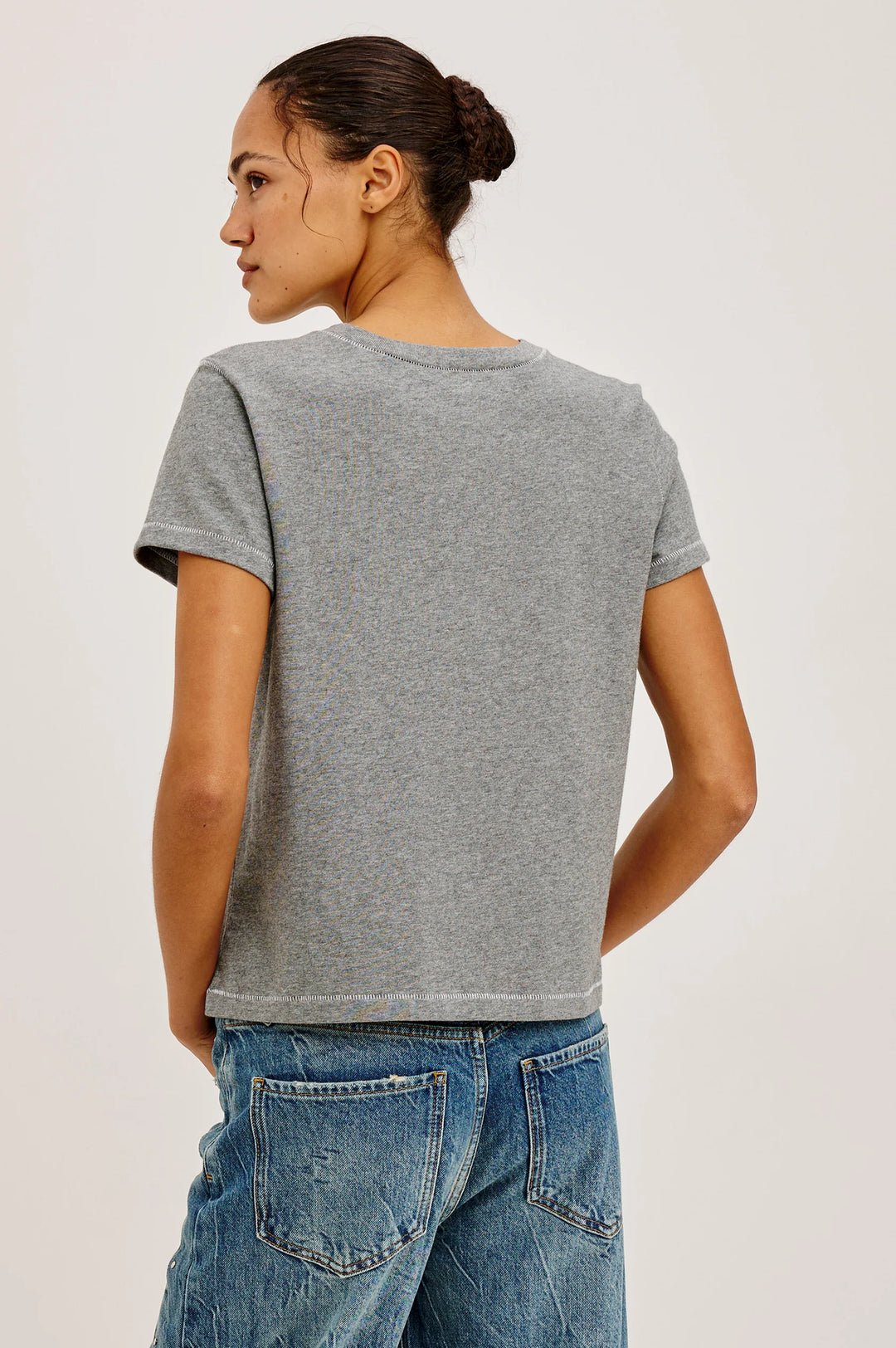 T-shirt boxy à coutures contrastantes