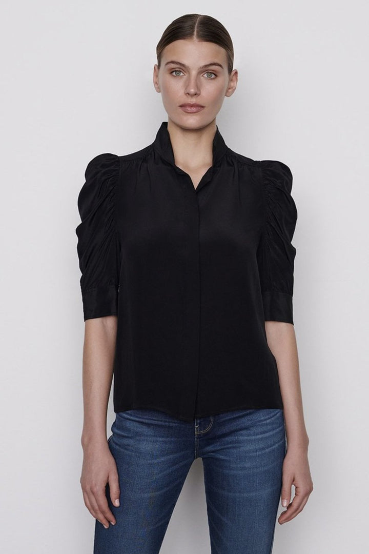Blouse en soie à manches bouffantes courtes Gillian