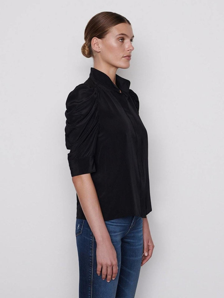 Blouse en soie à manches bouffantes courtes Gillian