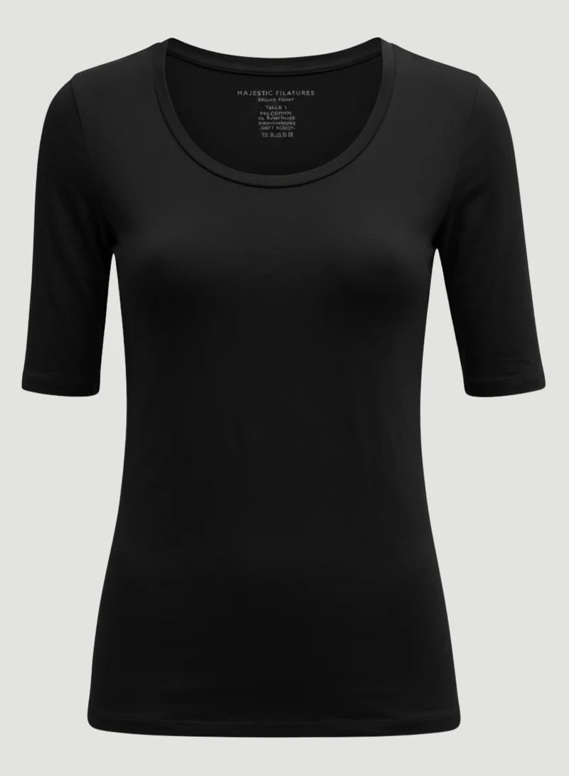 T-shirt Soft Touch à encolure dégagée