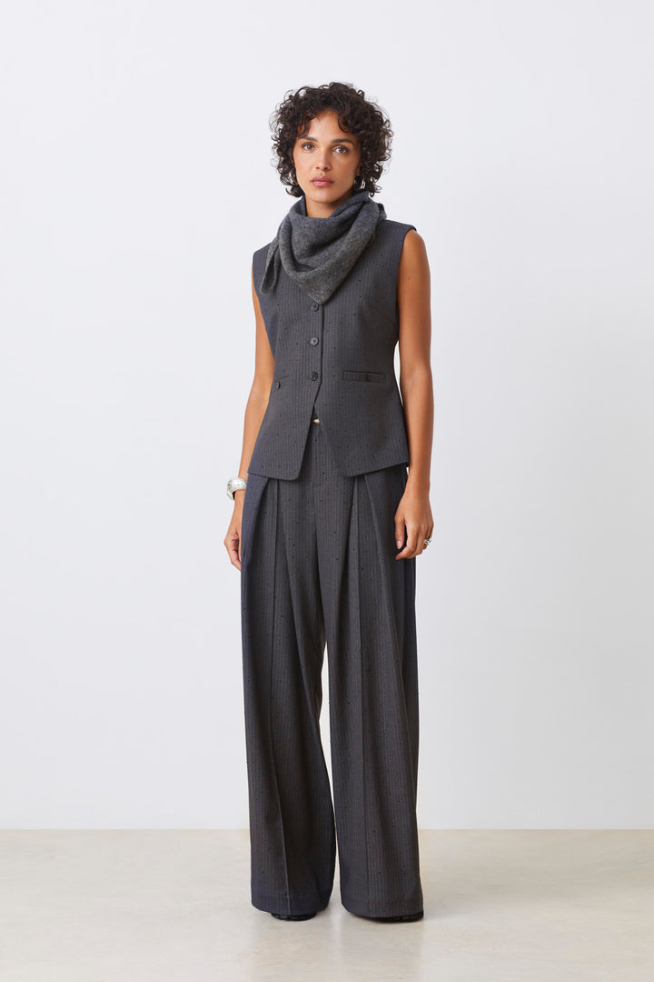 Pantalon ample rayé avec pierres Julio