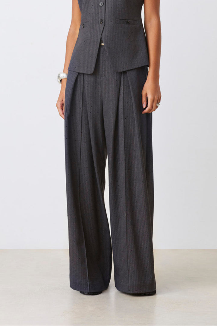 Pantalon ample rayé avec pierres Julio