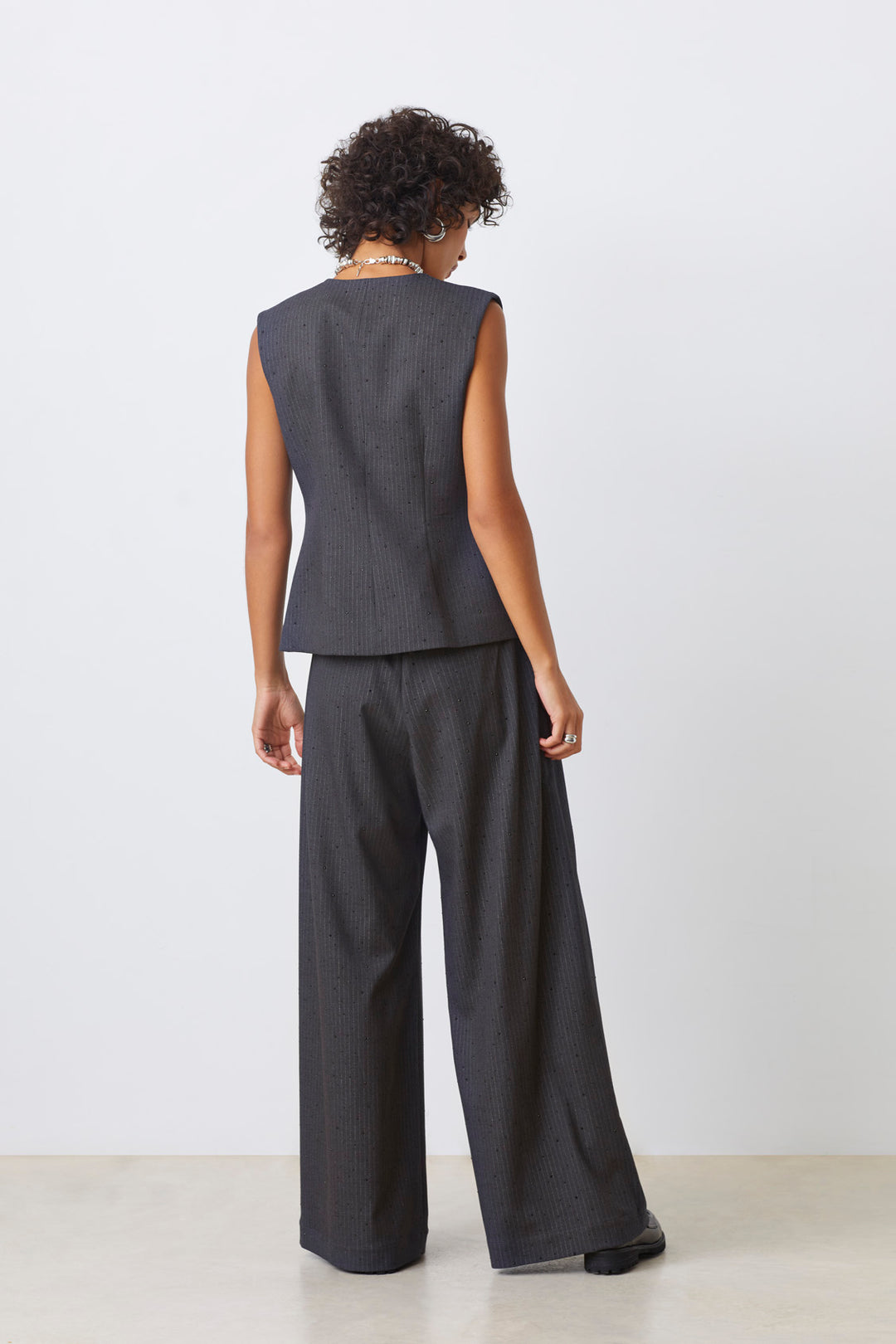 Pantalon ample rayé avec pierres Julio