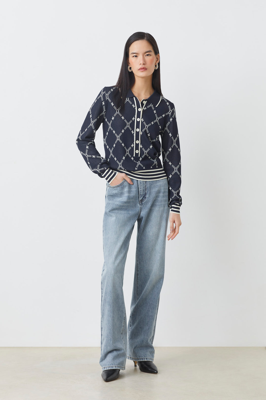 Pull polo avec motif géométrique Palmaros