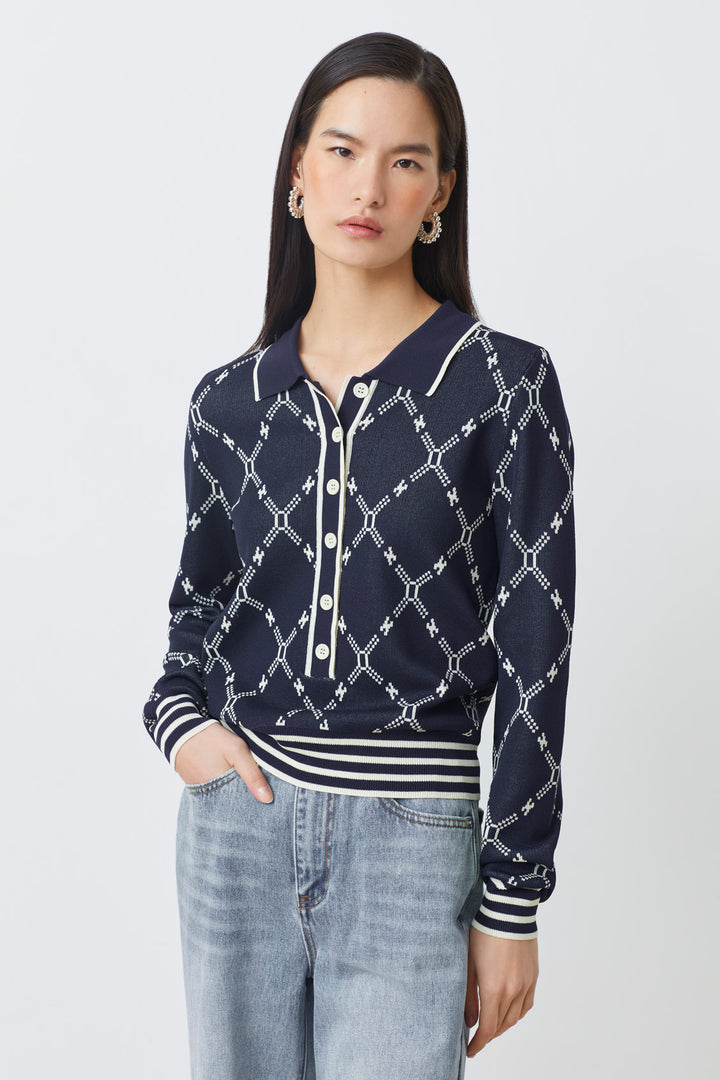 Pull polo avec motif géométrique Palmaros