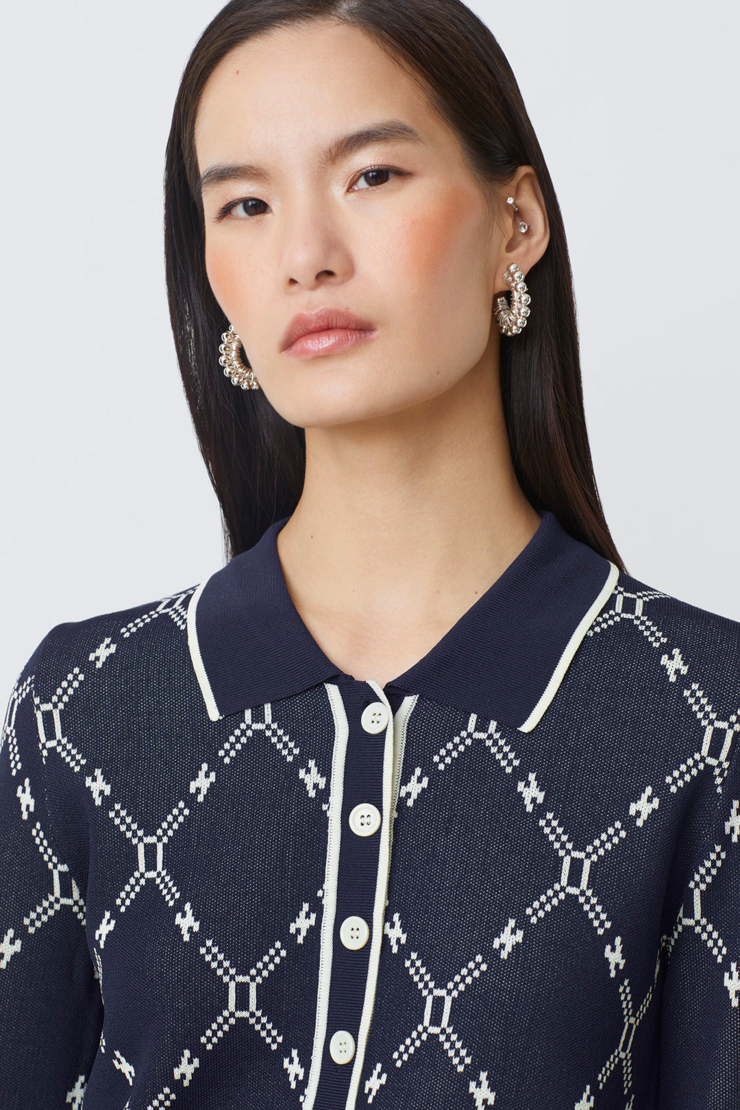 Pull polo avec motif géométrique Palmaros