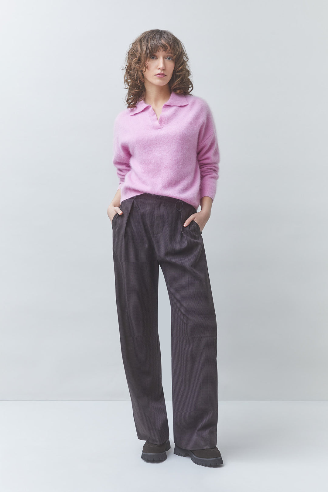 Pull duveteux à col polo ouvert Padoma