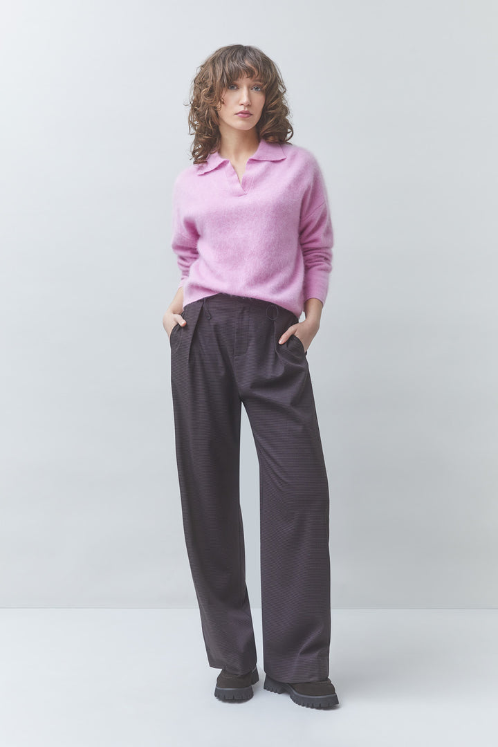 Pull duveteux à col polo ouvert Padoma