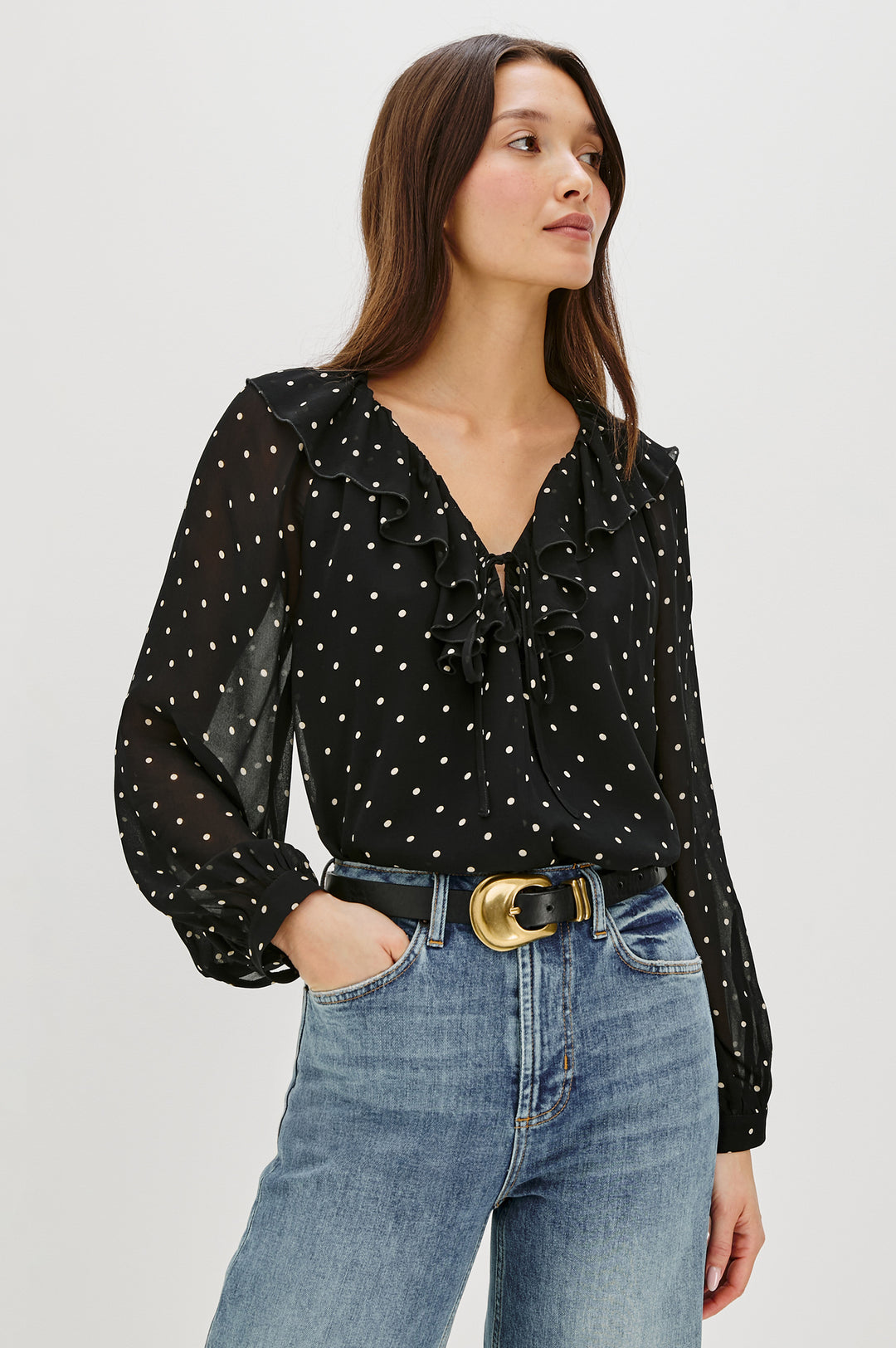 Blouse en chiffon avec imprimé à pois Honora