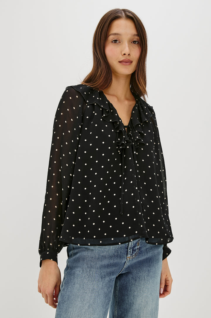 Blouse en chiffon avec imprimé à pois Honora