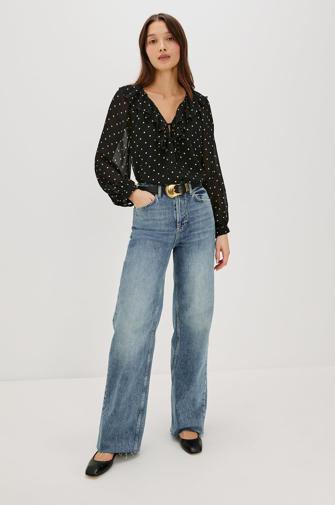 Blouse en chiffon avec imprimé à pois Honora