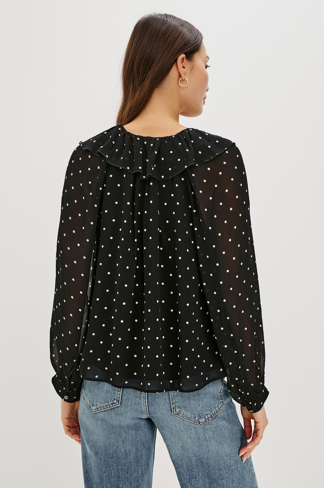 Blouse en chiffon avec imprimé à pois Honora