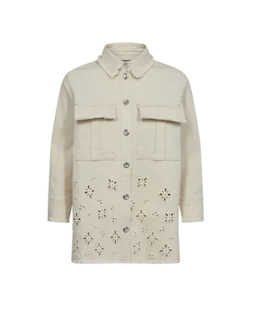 Veste-chemisier broderie en denim