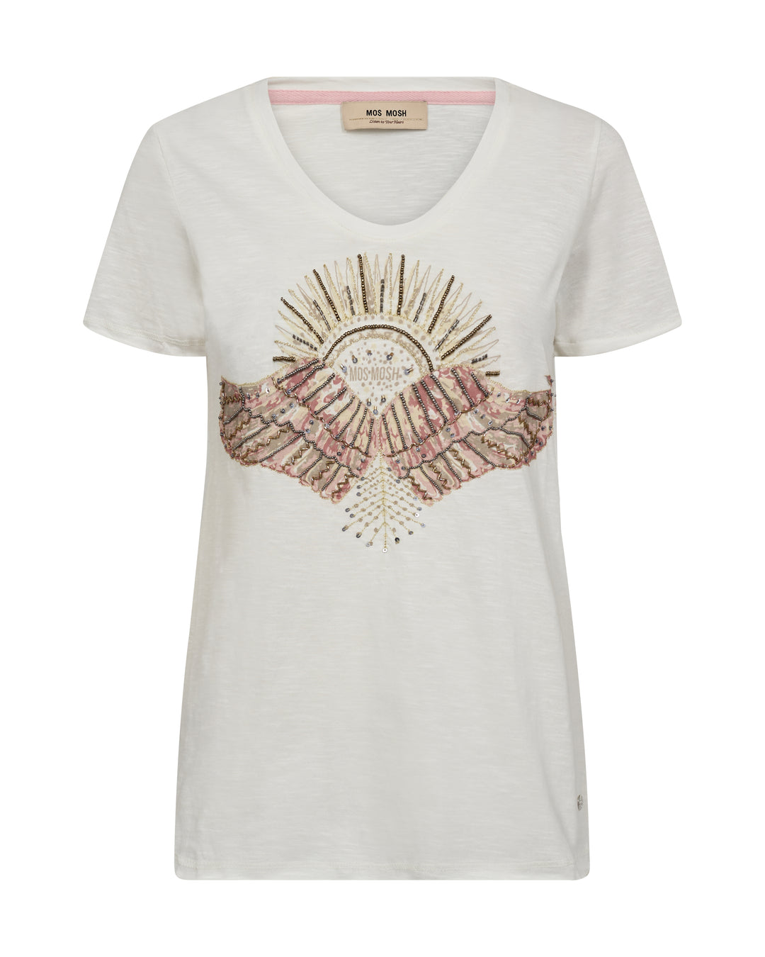 T-shirt avec perles et motif d'ailes brodé Nadine O-SS